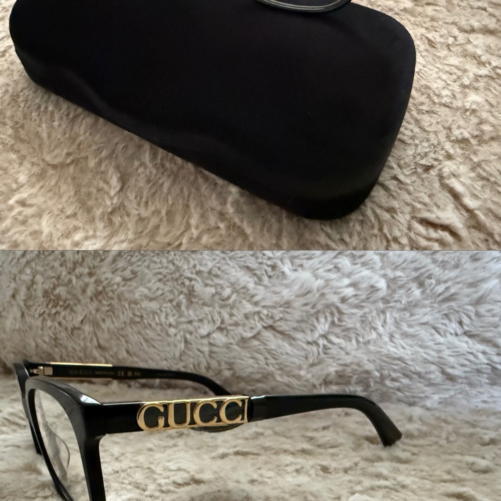 Gucci Black and Gold Eyeglasses with Case